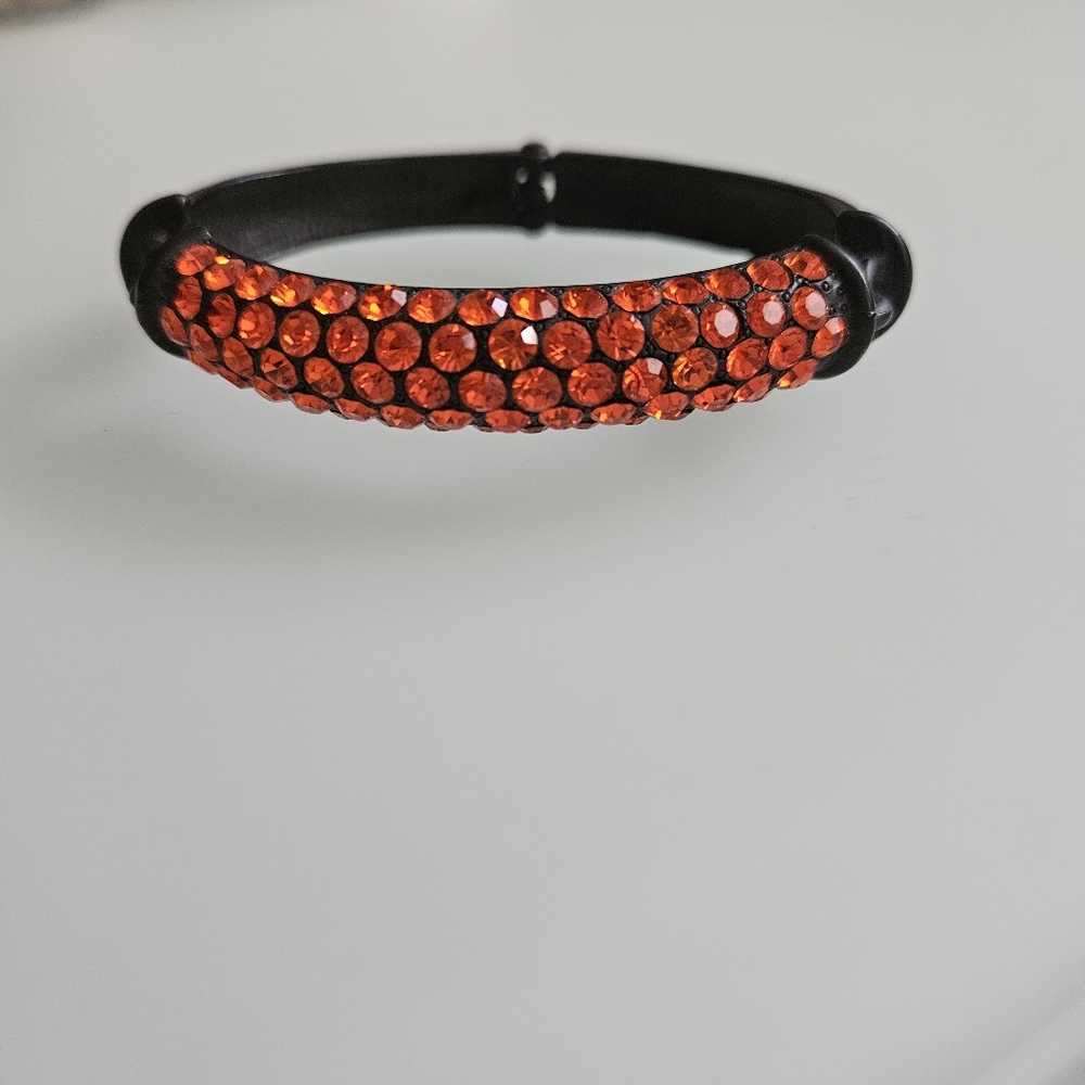 Red Pave Bangle Bracelet, Matte Black